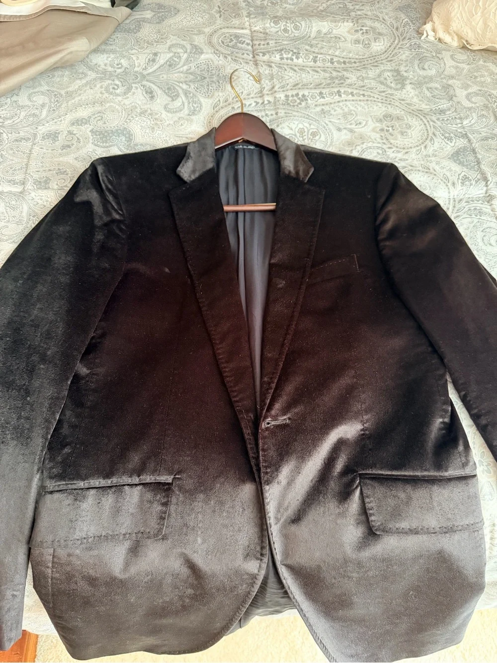 TWIST, Men's Black Velvet Blazer - Classic Single-Breasted Tailored Jacket